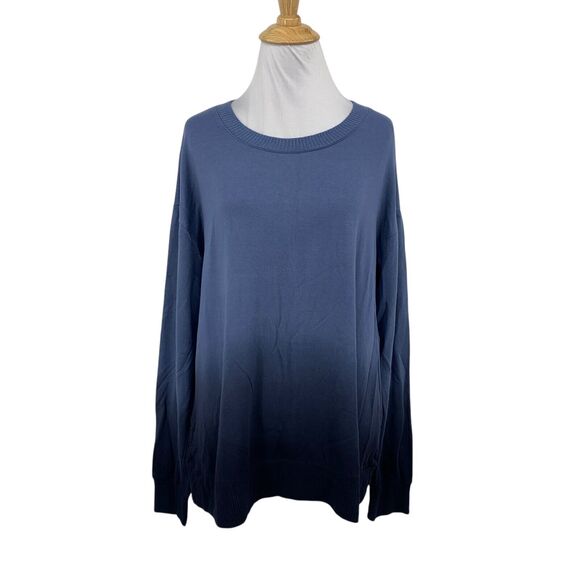 Splendid Sweatshirt Womens L Large Blue Ombre Super Soft Jersey Dip Dye Crew Top - Picture 1 of 15